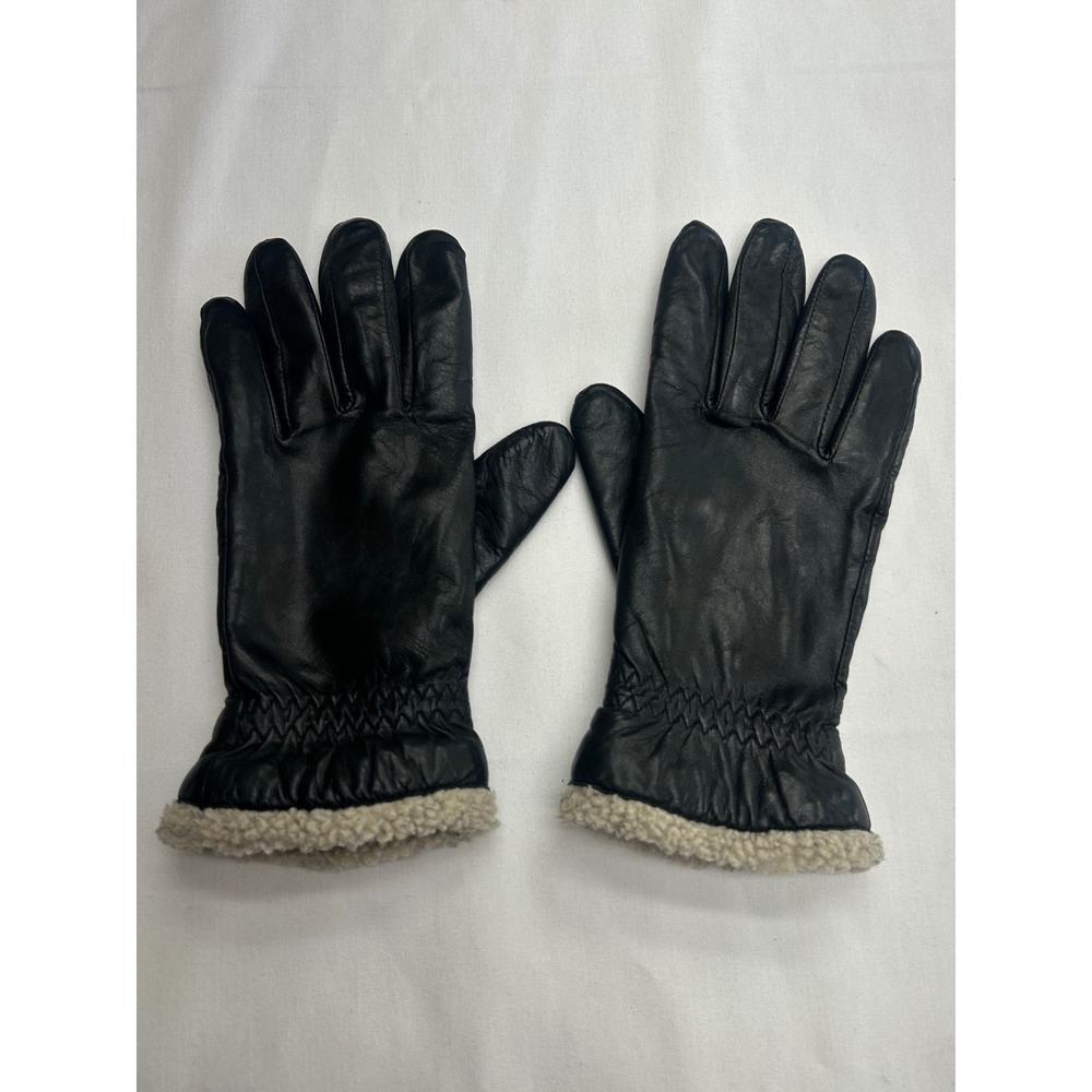 Unbranded VTG Leather Gloves Mens Large Black Good Faux Shearling Lined Winter